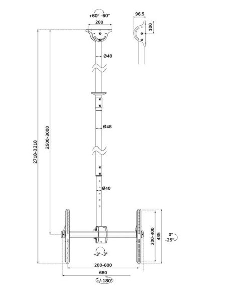 Neomounts Uchwyt sufitowy TV/LCD CL35-440BL16XL 37-70 cali 50kg