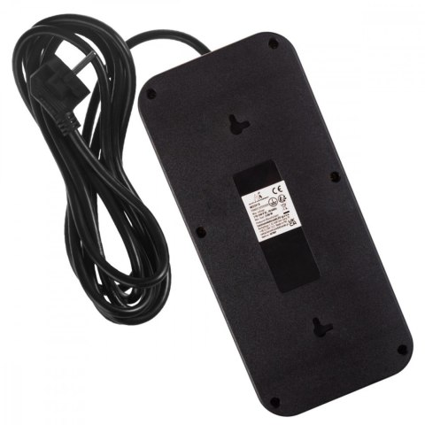 Maclean Listwa zasilająca MCE391 B 6 gniazd 4xUSB-A 1xUSB-C, 110-240V AC 50/60Hz, 2.1A max 2500W, czarna