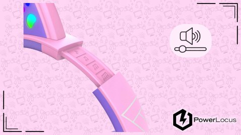 Słuchawki nauszne PowerLocus Bobo Cat bezprzewodowe fiolet LED dla dzieci