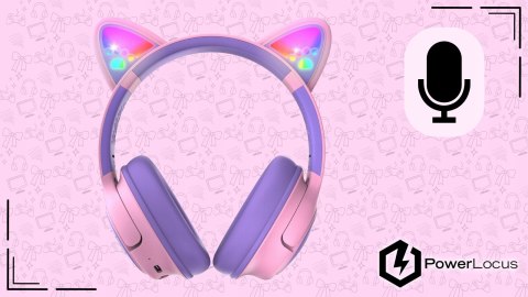 Słuchawki nauszne PowerLocus Bobo Cat bezprzewodowe fiolet LED dla dzieci