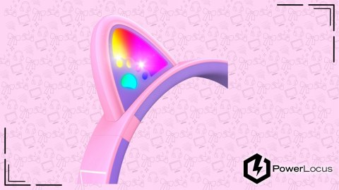 Słuchawki nauszne PowerLocus Bobo Cat bezprzewodowe fiolet LED dla dzieci