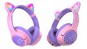 Słuchawki nauszne PowerLocus Bobo Cat bezprzewodowe fiolet LED dla dzieci