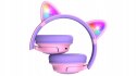 Słuchawki nauszne PowerLocus Bobo Cat bezprzewodowe fiolet LED dla dzieci