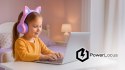 Słuchawki nauszne PowerLocus Bobo Cat bezprzewodowe fiolet LED dla dzieci