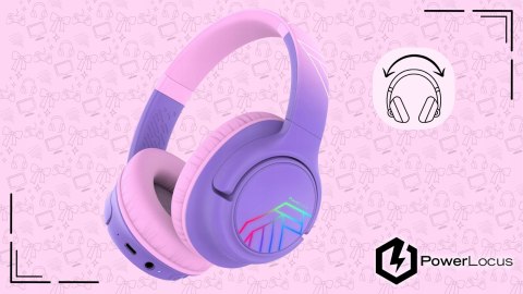 Słuchawki nauszne PowerLocus Bobo Cat bezprzewodowe fioletowe dla dzieci