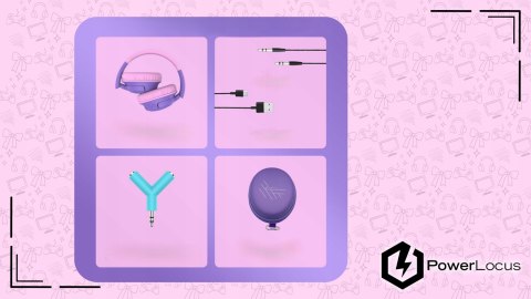 Słuchawki nauszne PowerLocus Bobo Cat bezprzewodowe fioletowe dla dzieci