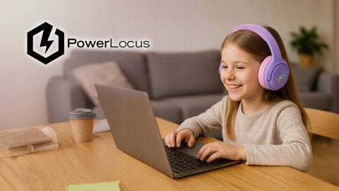 Słuchawki nauszne PowerLocus Bobo Cat bezprzewodowe fioletowe dla dzieci