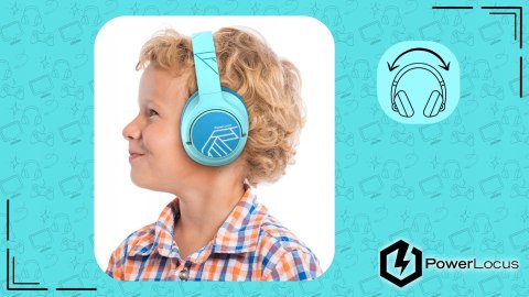Słuchawki nauszne PowerLocus Bobo Cat bezprzewodowe niebieskie dla dzieci
