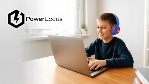 Słuchawki nauszne PowerLocus Bobo Cat bezprzewodowe niebieskie dla dzieci