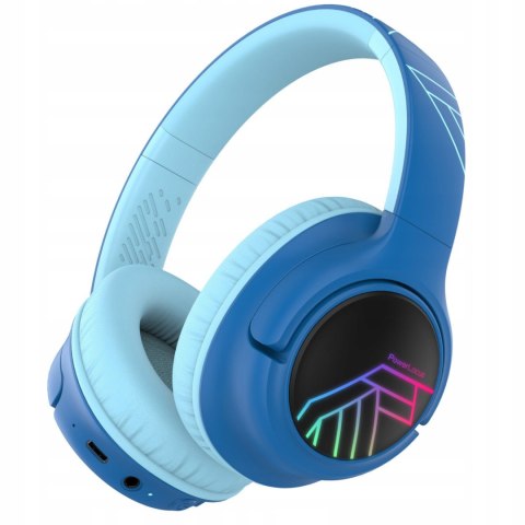 Słuchawki nauszne PowerLocus Bobo Cat bezprzewodowe niebieskie dla dzieci