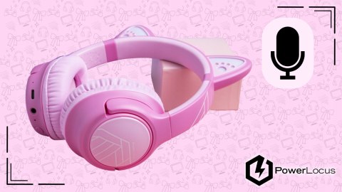Słuchawki nauszne PowerLocus Bobo Cat bezprzewodowe różowe LED dla dzieci