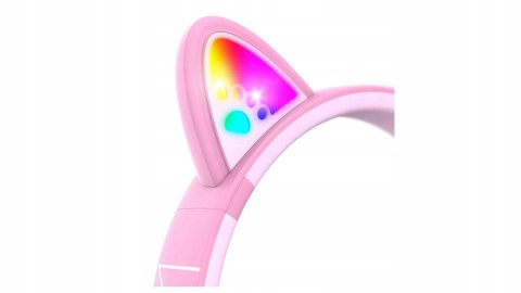 Słuchawki nauszne PowerLocus Bobo Cat bezprzewodowe różowe LED dla dzieci