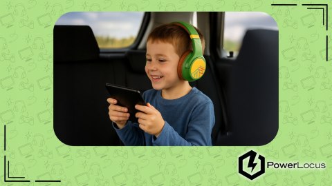 Słuchawki nauszne PowerLocus Bobo Cat bezprzewodowe zielone dla dzieci