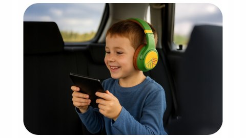 Słuchawki nauszne PowerLocus Bobo Cat bezprzewodowe zielone dla dzieci