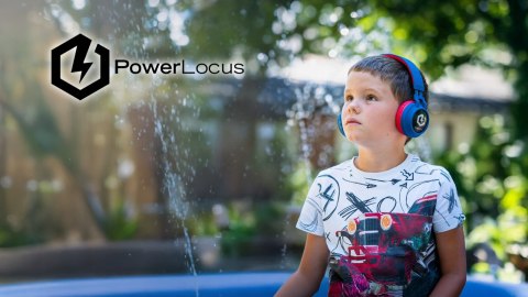 Słuchawki nauszne PowerLocus Buddy bezprzewodowe niebieskie LED dla dzieci