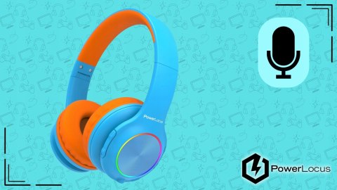 Słuchawki nauszne PowerLocus PLED bezprzewodowe błękitne LED dla dzieci