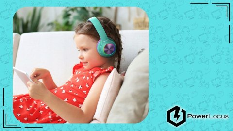 Słuchawki nauszne PowerLocus PLED bezprzewodowe błękitne LED dla dzieci