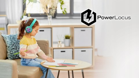 Słuchawki nauszne PowerLocus PLED bezprzewodowe błękitne LED dla dzieci