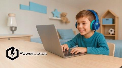 Słuchawki nauszne PowerLocus PLED bezprzewodowe niebieskie LED dla dzieci