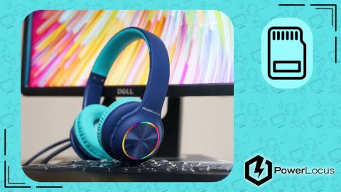 Słuchawki nauszne PowerLocus PLED bezprzewodowe niebieskie LED dla dzieci