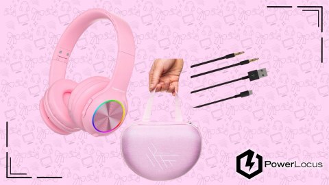 Słuchawki nauszne PowerLocus PLED bezprzewodowe różowe LED dla dzieci