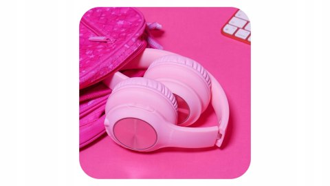 Słuchawki nauszne PowerLocus PLED bezprzewodowe różowe LED dla dzieci