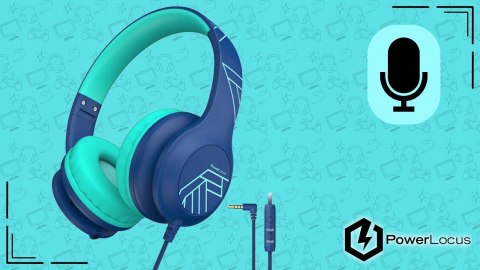 Słuchawki nauszne PowerLocus PLED niebieskie dla dzieci składane mikrofon