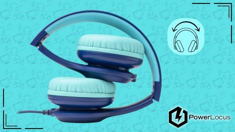 Słuchawki nauszne PowerLocus PLED niebieskie dla dzieci składane mikrofon