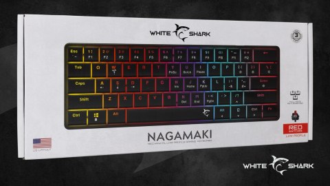 Klawiatura gamingowa White Shark Nagamaki USB Red Switch RGB US Mechaniczna