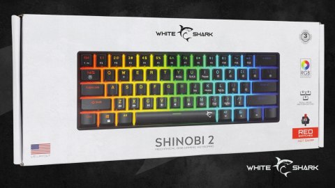 Klawiatura gamingowa White Shark Shinobi 2 Black USB Red Switch RGB US