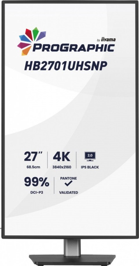 IIYAMA Monitor 27 cali ProGraphic HB2701UHSNP-B1 4K,IPS BLACK 2.0,450cd,VESA USB-c dock(PD:96W),HDMI,DP,DAISY/CHAIN,4xUSB,RJ45,3000:1,s