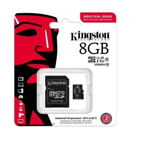 Kingston Karta pamięci microSD 8GB CL10 UHS-I Industrial bez adaptera