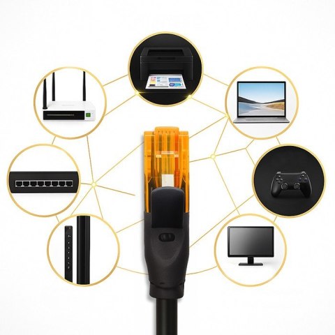 Qoltec Kabel patchcord UTP | kat.6 | 2 x RJ-45 | High speed 1Gb/s | Pozłacane styki | 25m | Czarny