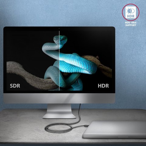 AXAGON BUCM4X-CM05AB Kabel USB-C - USB-C, USB4 Gen 3x2 0.5m, PD 240W, 8K HD, ALU, oplot Czarny