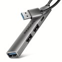 AXAGON HUE-STA HUB 4-portowy 1x USB-A 5Gbps, 2x USB2.0 + 1x USB-C 2.0, 12cm kabel USB-A