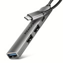 AXAGON HUE-STC HUB 4-portowy 1x USB-A 5Gbps, 2x USB2.0 + 1x USB-C 2.0, 12cm kabel USB-C
