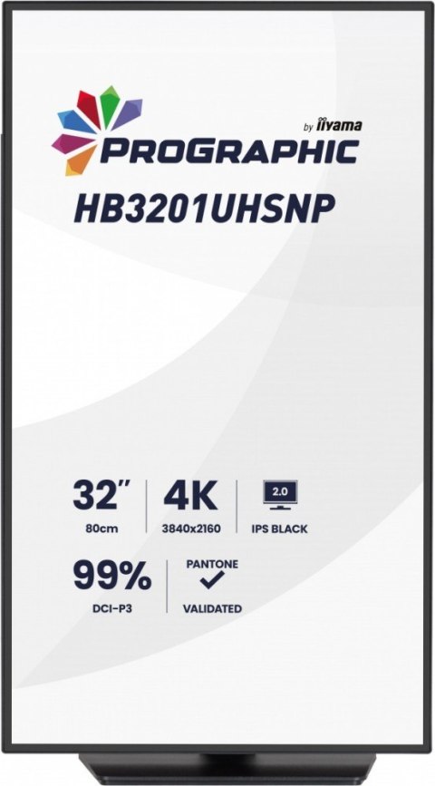 IIYAMA Monitor 31.5 cala ProGraphic HB3201UHSNP-B1 4K,IPS BLACK 2.0,450cd,VESA USB-c dock(PD:96W),HDMI,DP,DAISY/CHAIN,4xUSB,RJ45,3000:1