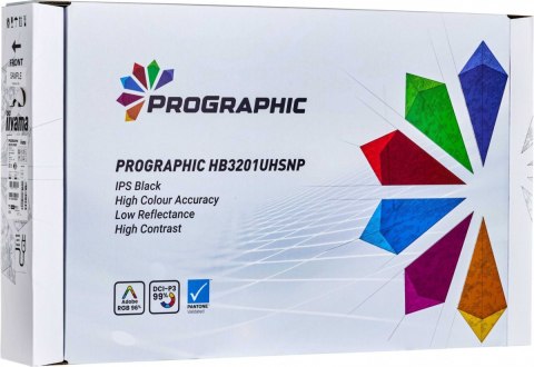 IIYAMA Monitor 31.5 cala ProGraphic HB3201UHSNP-B1 4K,IPS BLACK 2.0,450cd,VESA USB-c dock(PD:96W),HDMI,DP,DAISY/CHAIN,4xUSB,RJ45,3000:1