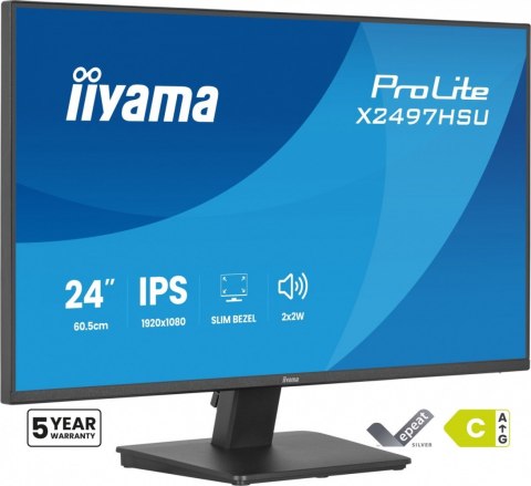 IIYAMA Monitor ProLite 23.8 cala X2497HSU-B1 IPS,FHD,HDMI,DP,120Hz,350CD,2xUSBv3.2, 2xUSB-C, GW 5lat