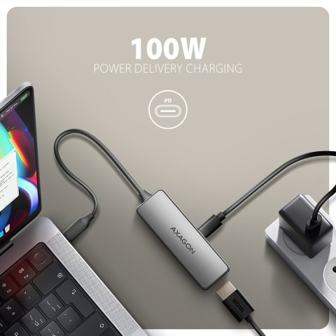 AXAGON RVC-HI8KPD Adapter aktywny USB-C -> HDMI 8K/60Hz, Aluminum, PD100W, 16cm kabel