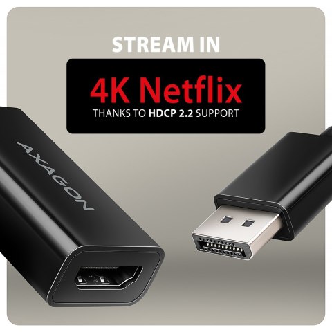 AXAGON RVD-HI20N Adapter aktywny DisplayPort -> HDMI 1.4, 4K/60Hz, kabel 15cm