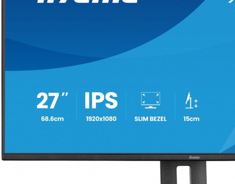IIYAMA Monitor ProLite 27 cali XB2797HSU-B1 IPS,FHD,HDMI,DP,120Hz,2xUSBv3.2, 2xUSB-C, 350 CD, 2x2W, HAS 150/PIVOT