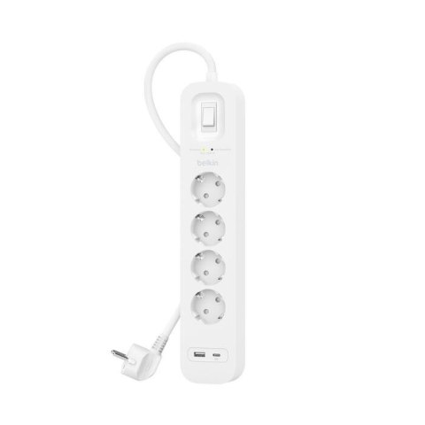 Belkin Listwa zasilająca SurgePlus 4x schuko 1xUSB-A 1xUSB-C 525J 2m