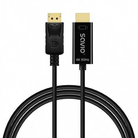 Savio Kabel Display Port do HDMI CL-189 4K 60Hz, 1,5m