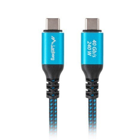 Lanberg Kabel USB-C M/M USB4 2M 240W 8K 60HZ czarno-niebieski