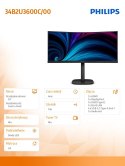 Philips Monitor 34B2U3600C 34 cale Curved VA HDMIx2 DP HAS RJ-45