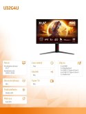 AOC Monitor 31.5 cala U32G4U Fast IPS 4K 160Hz HDMIx2 DP