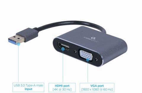 Gembird Adapter USB 3.0 to HDMI VGA D-SUB