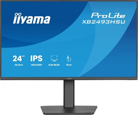 IIYAMA Monitor 23.8 cala XB2493HSU-B1 IPS.HDMI.DP.2x2W.USBx2, 350cd,1500:1, HAS 150/PIVOT