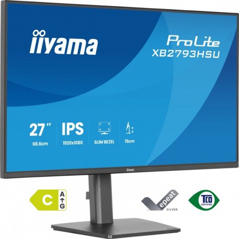 IIYAMA Monitor 27 cali XB2793HSU-B1 IPS, HDMI, DP, 2x2W, 2xUSB, 350cd, 1500:1, HAS 150/PIVOT